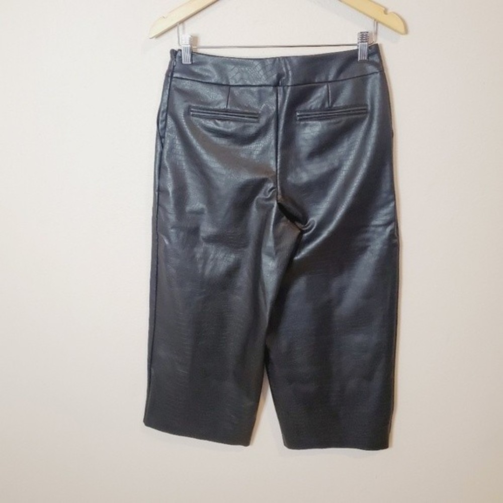 J Jason Wu Black Faux-Leather Pant Cropped Snake print Front Seam Wide - Picture 6 of 11